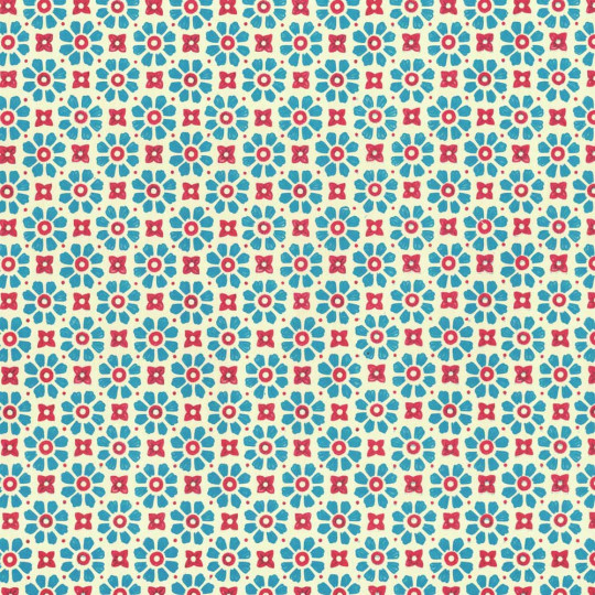 Blue and Red Stamped Flower Print Italian Paper ~ Carta Varese Italy